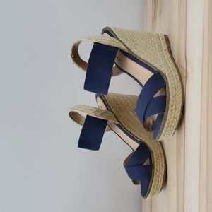 Rialto Wedge Sandal Espadrilles, Navy Blue, Women's Size  6